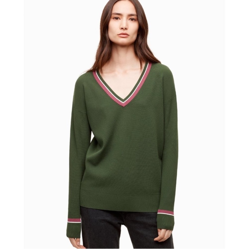 Aritzia Wilfred Free Wolter V-Neck Varsity Sweater
